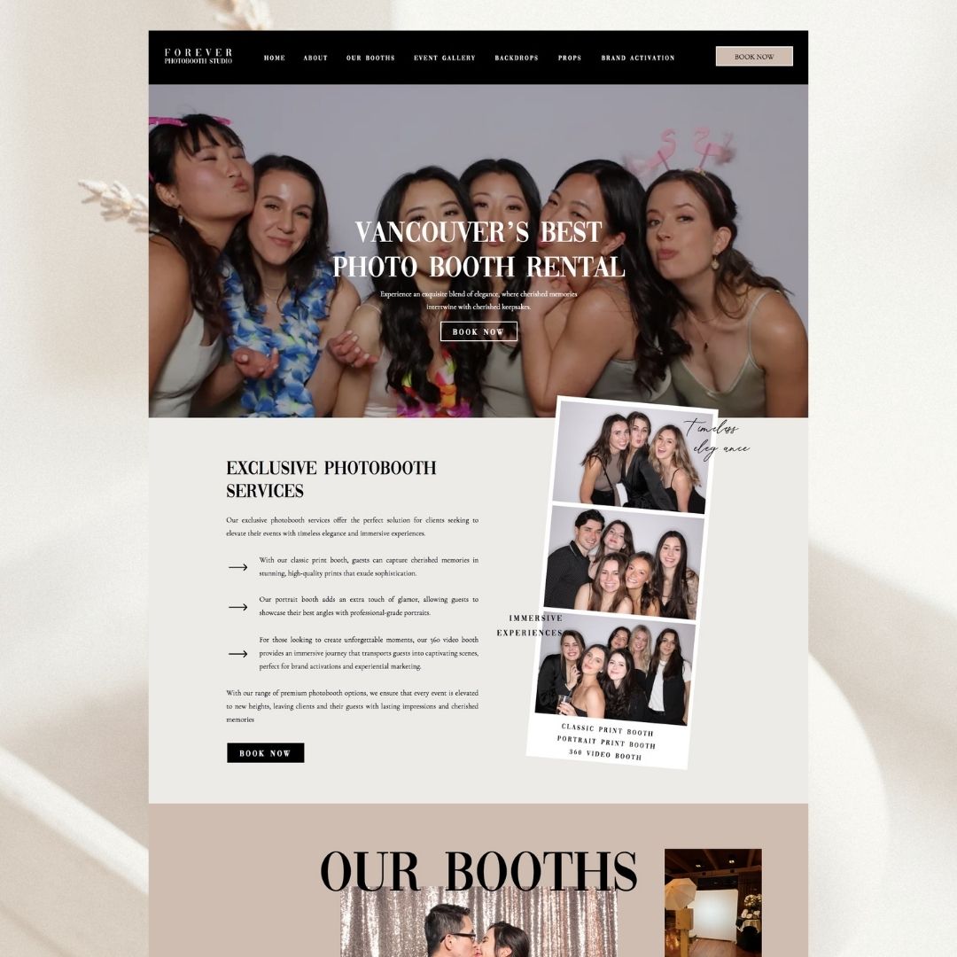 Photobooth Rental Company Website Homepage