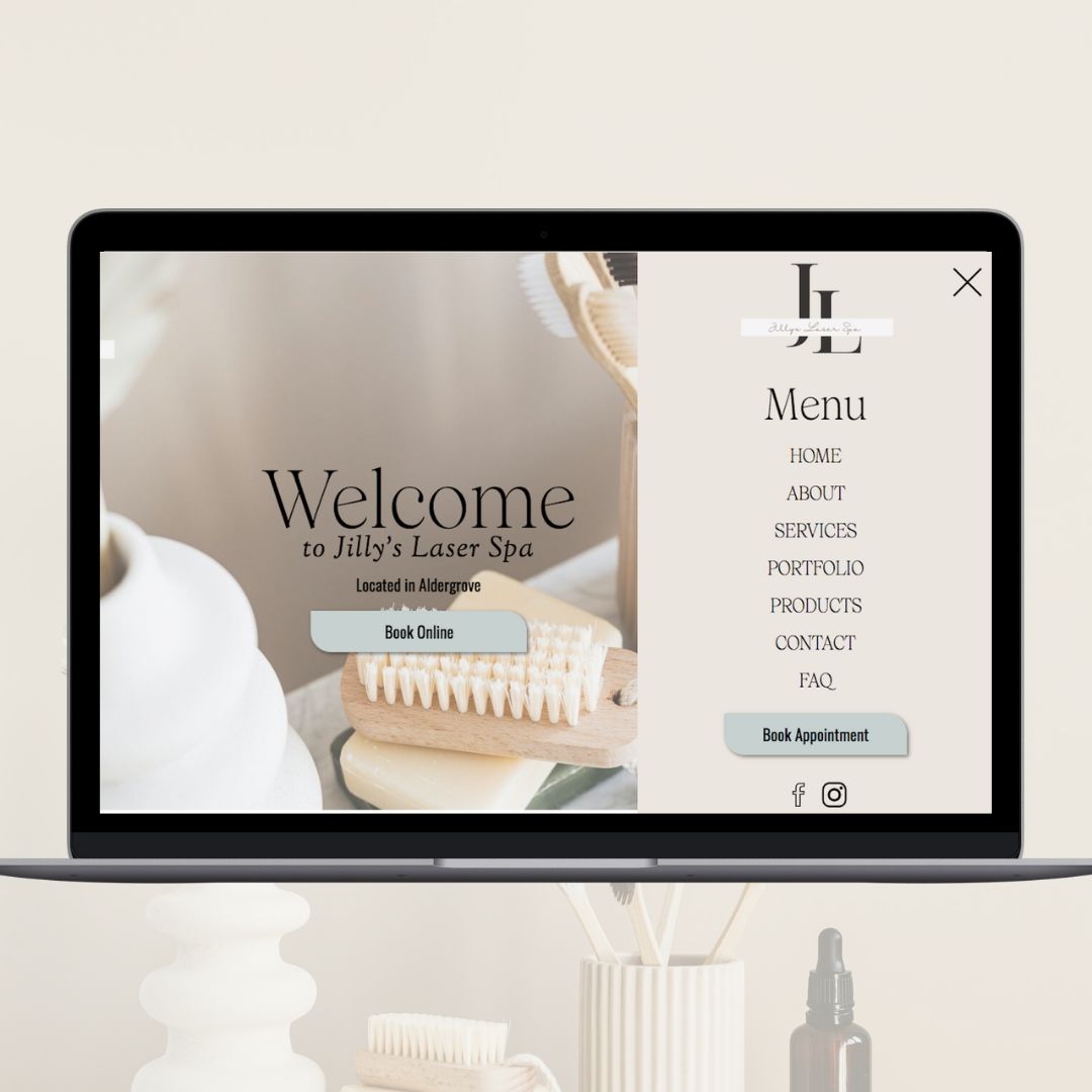 Pop up menu for a spa website