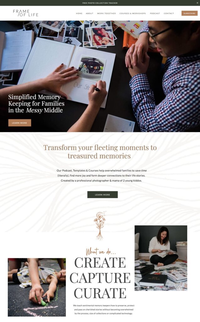 photographer portfolio website design homepage design