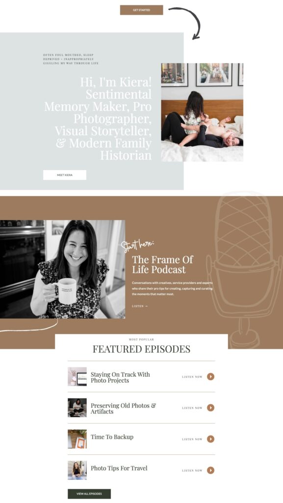 branding and website design for photographers homepage screenshot