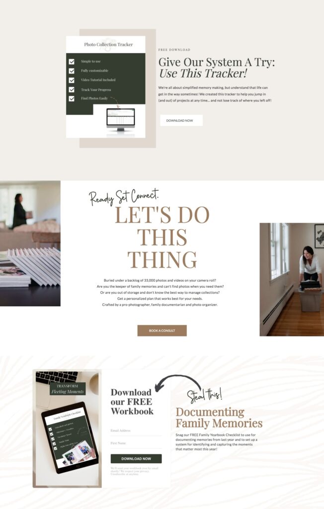 custom website design for photographers homepage