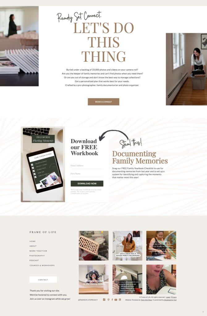 website design for photographers homepage