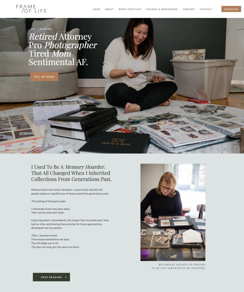 photography website design inspiration about page