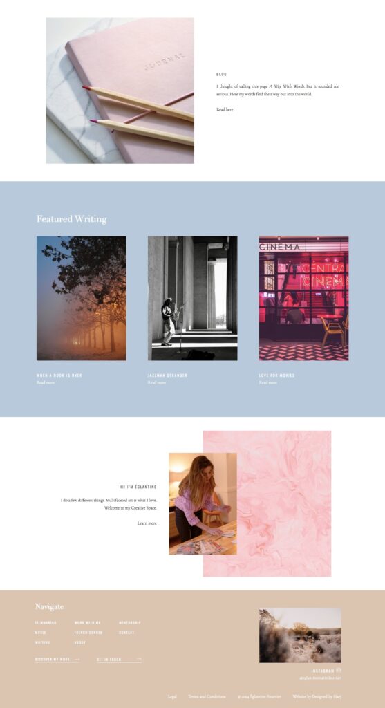 Artist website examples homepage design