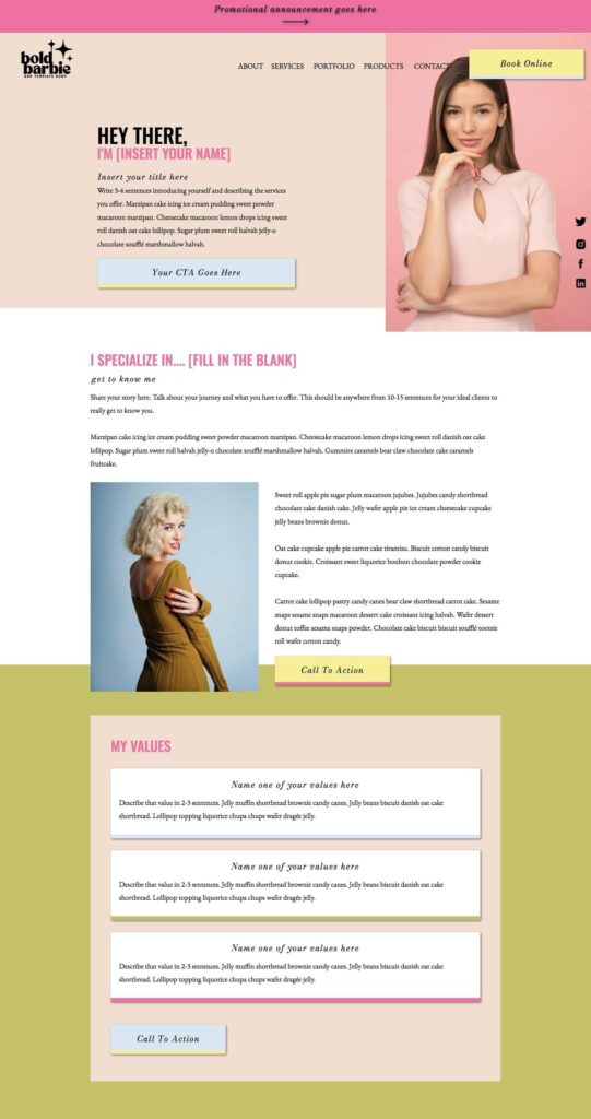 About page screenshot website design for small business