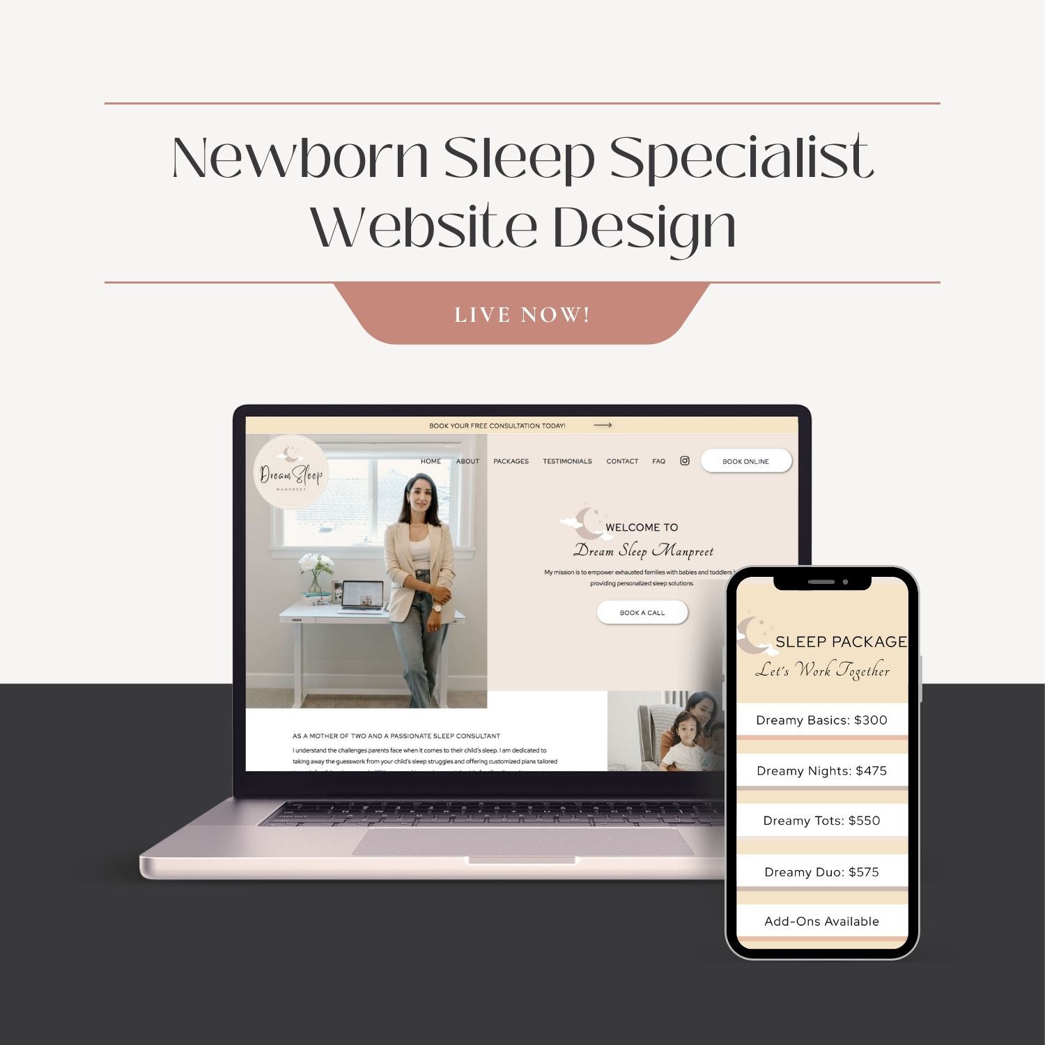 Website Design For Small Business Client Showcase: Newborn Sleep Specialist