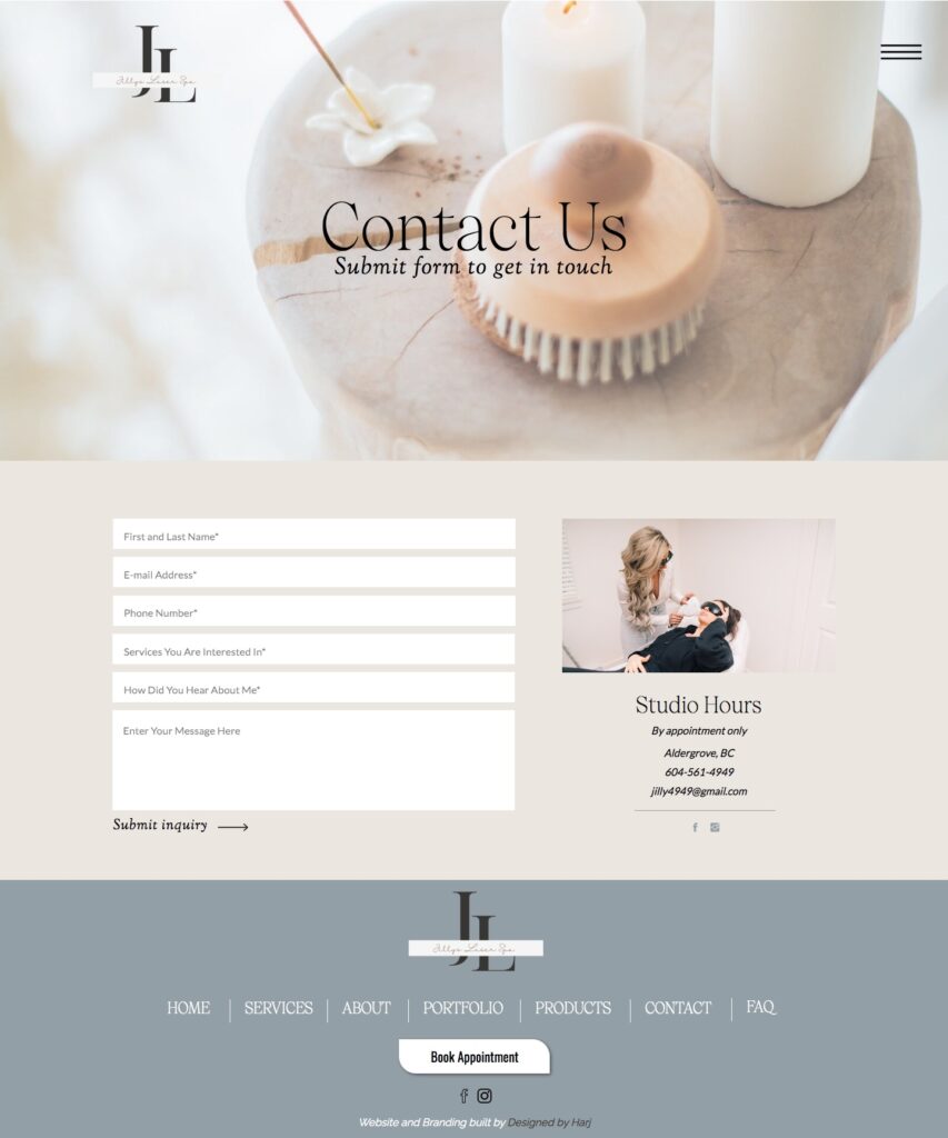 spa templates contact page screenshot
