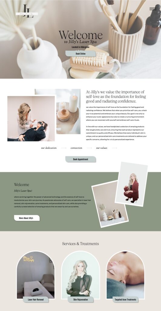 spa websites design homepage screenshot