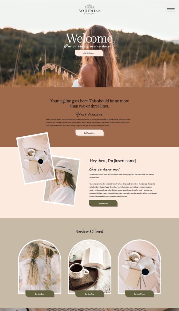 Showit template homepage screenshot