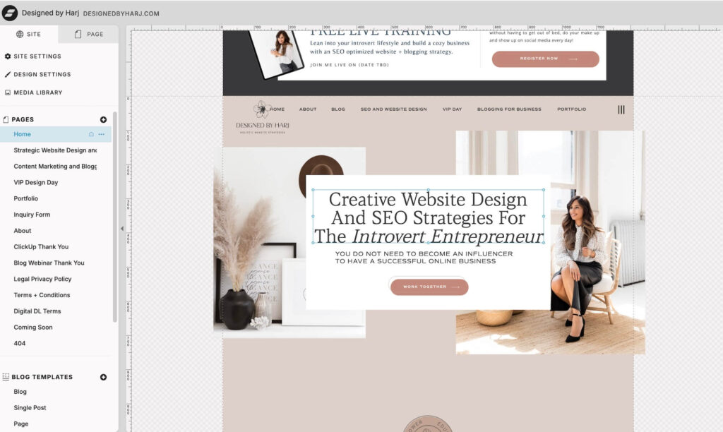 where to update page URL on Showit website