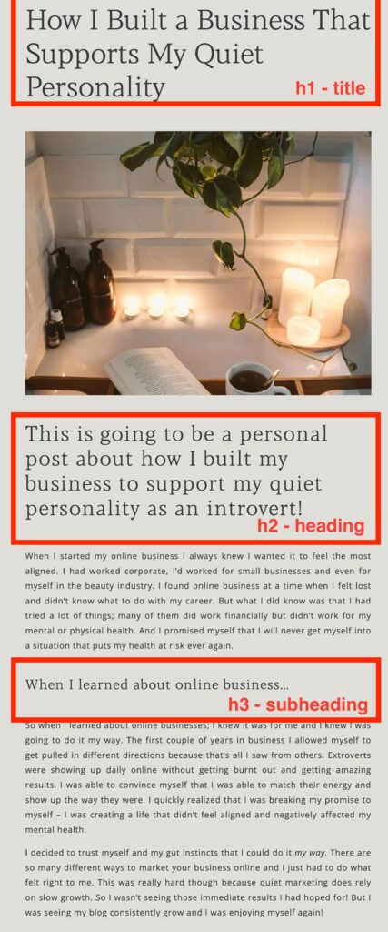 how to use SEO header texts correctly on your Showit website