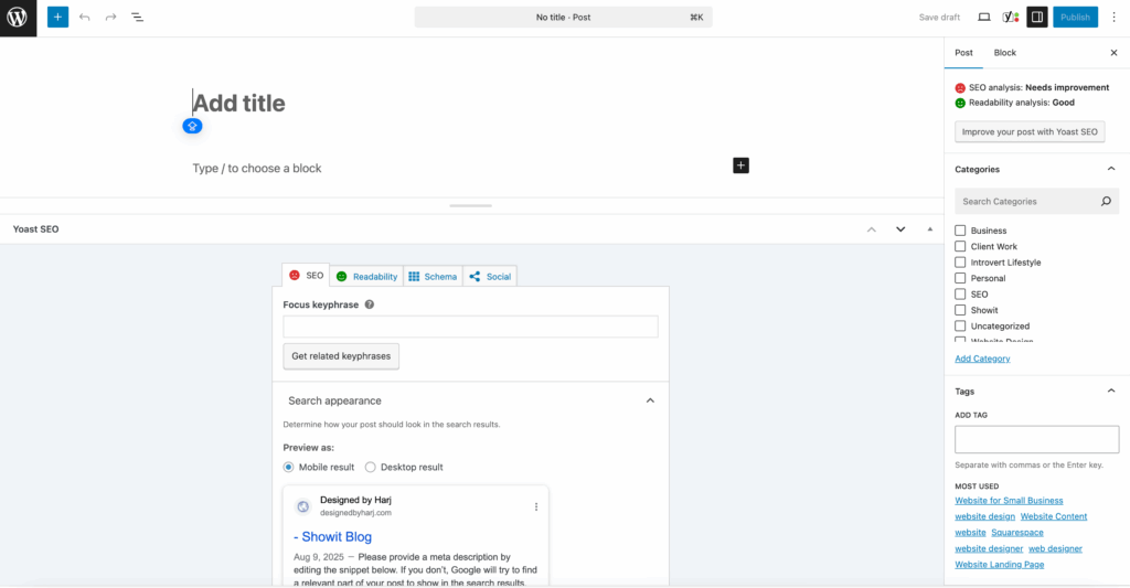 how to add blog categories on WordPress post