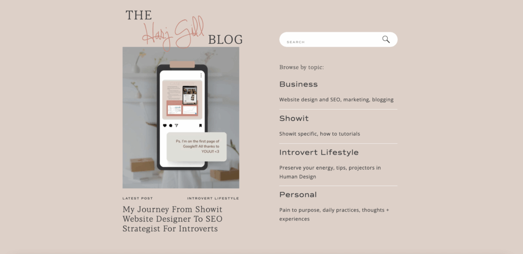 adding blog categories on your showit website