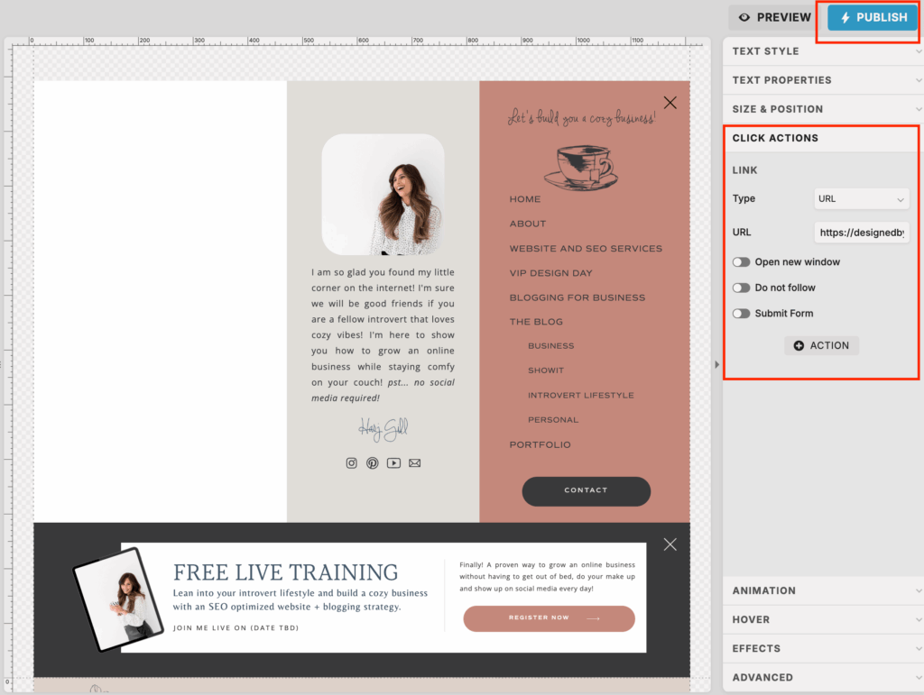 adding blog category on showit website