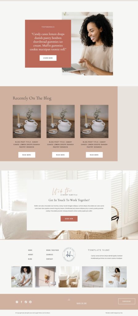 Website for coach homepage screenshot of bottom section