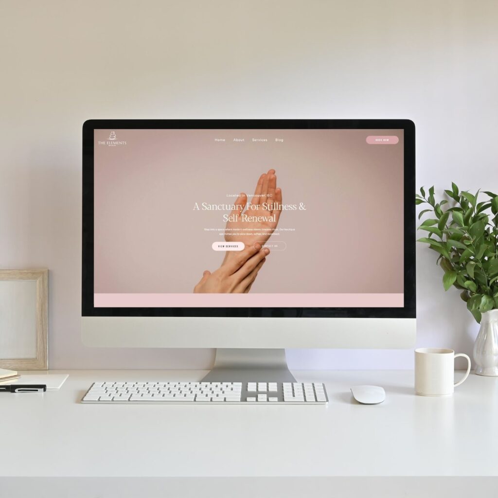 Coaching website template in computer mock up