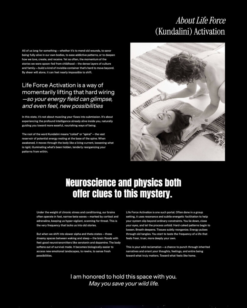 About Page screenshot of energetic healing business
