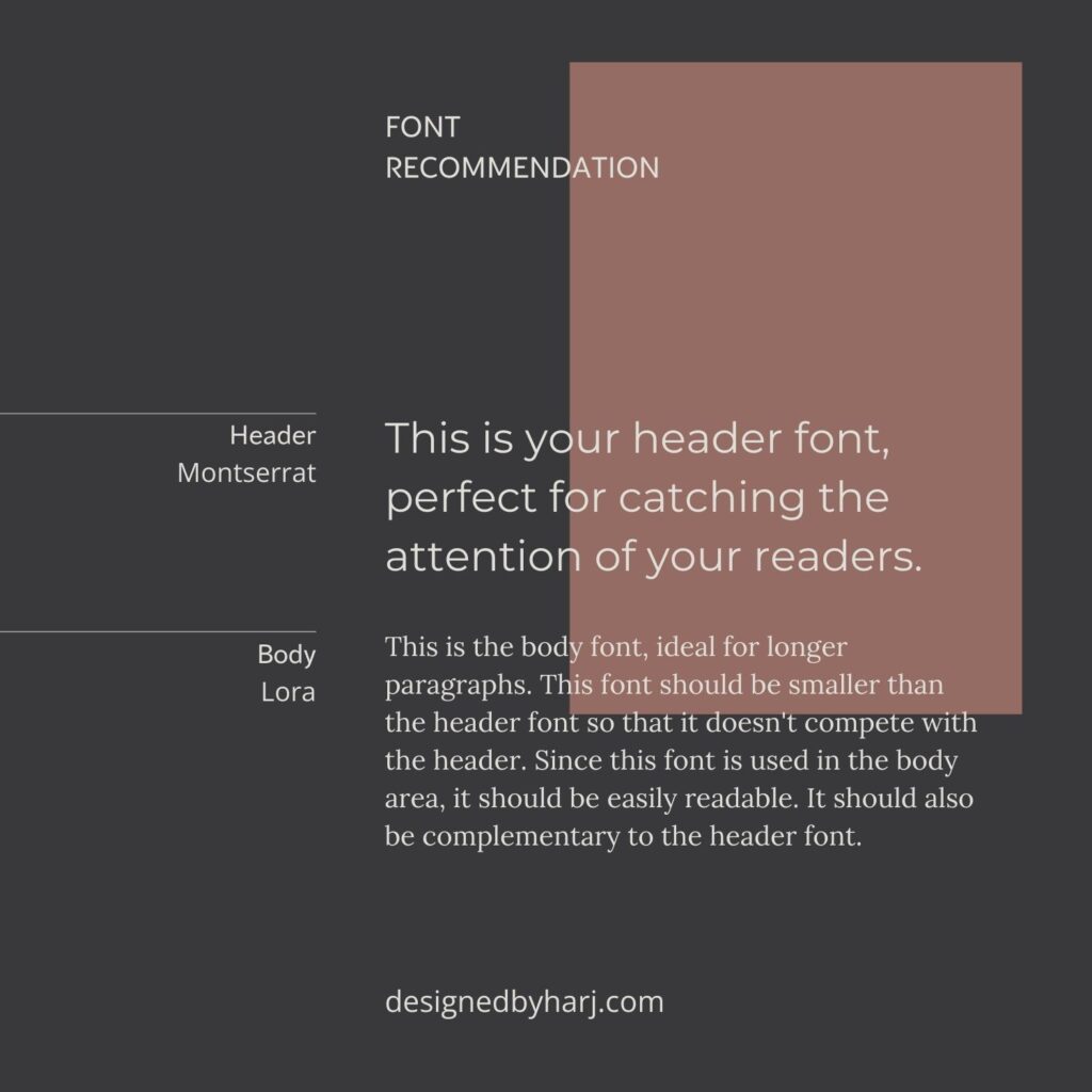 Montserrat and Lora font pairing