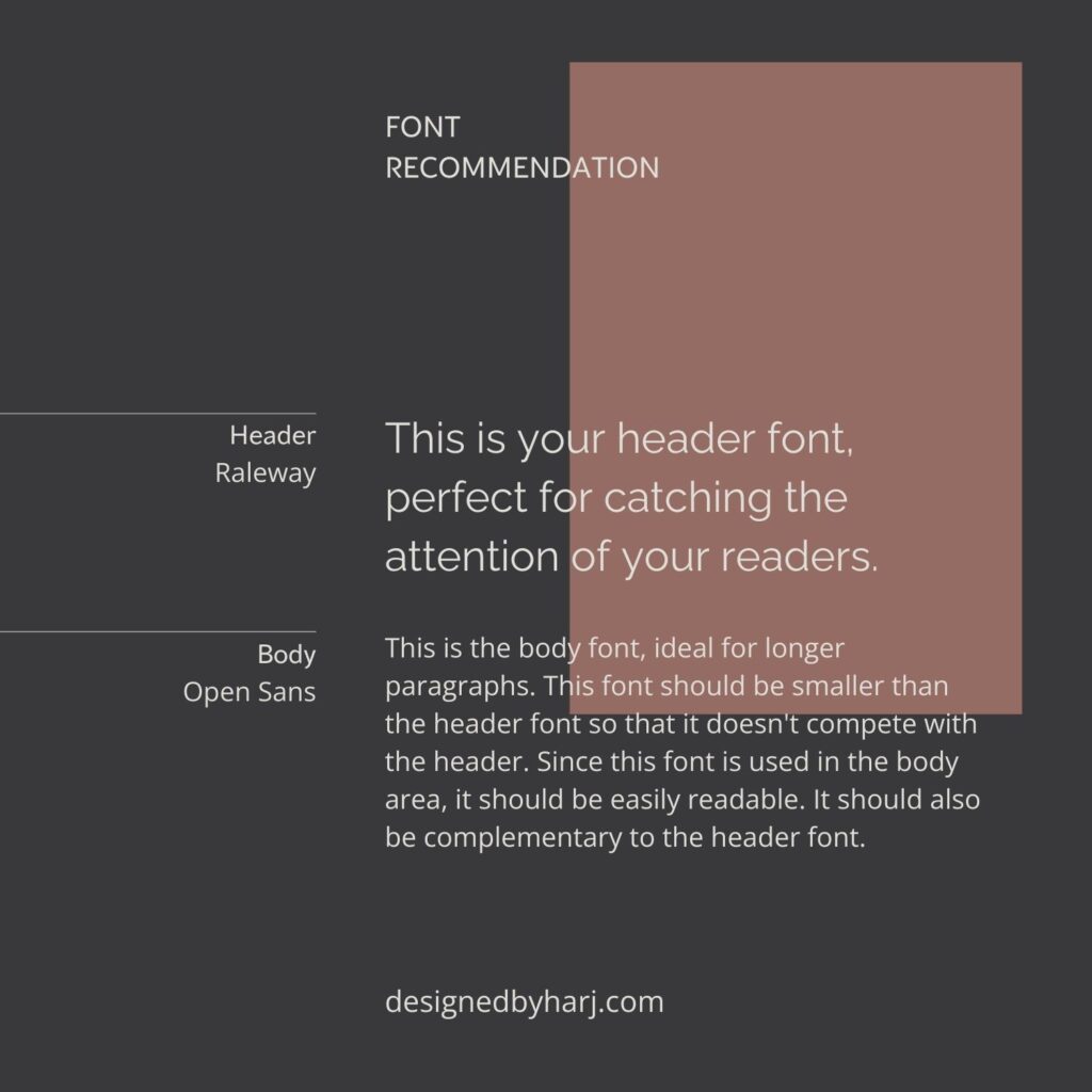Font pairing of Raleway for header and Open Sans for body