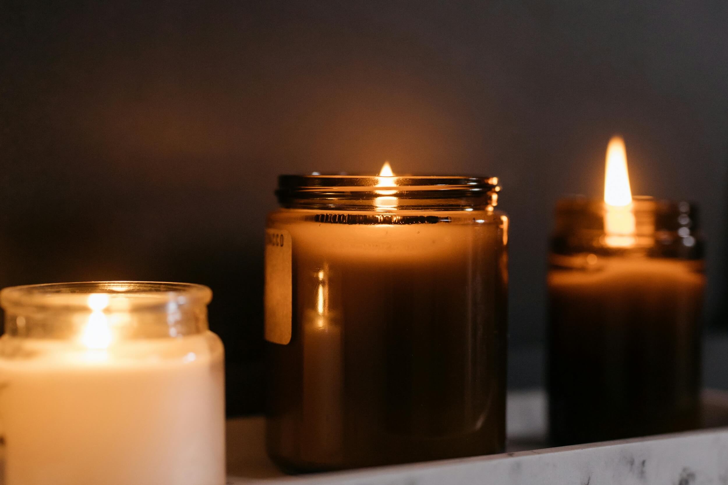 three lit candles