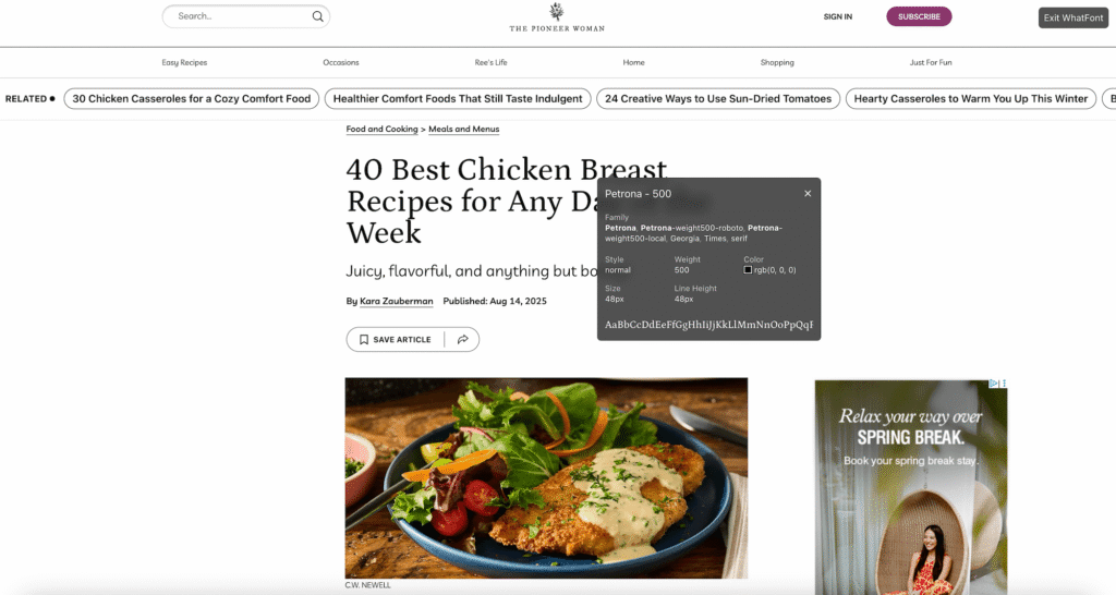 Using WhatFont to identify font on a website