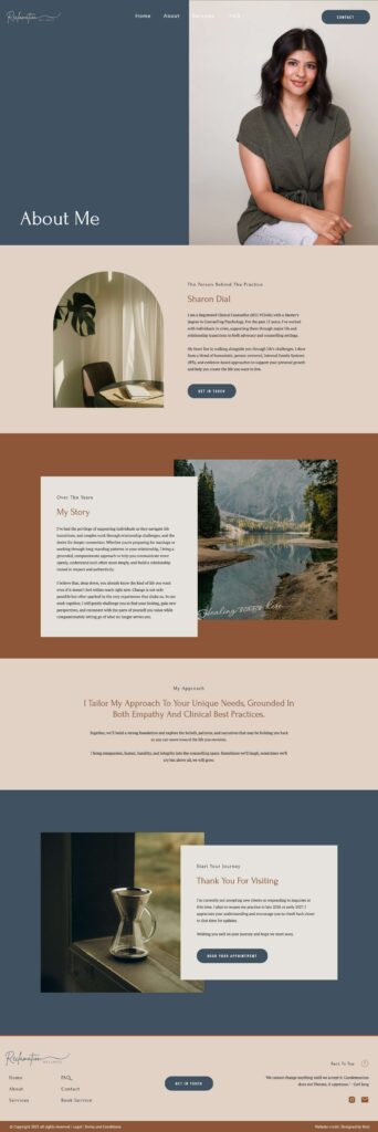 Showit website template customized for Designed by harj client: Reclamation Wellness BC